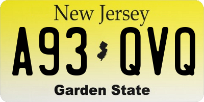 NJ license plate A93QVQ