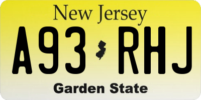 NJ license plate A93RHJ