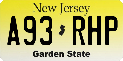 NJ license plate A93RHP