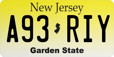 NJ license plate A93RIY