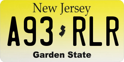 NJ license plate A93RLR
