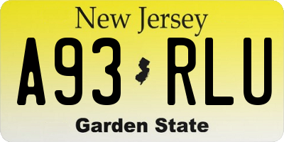 NJ license plate A93RLU