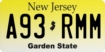 NJ license plate A93RMM