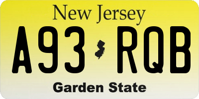 NJ license plate A93RQB