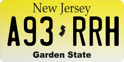 NJ license plate A93RRH