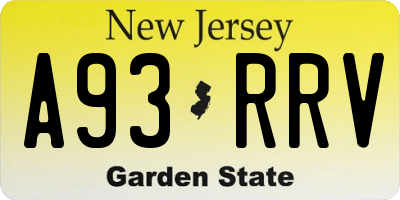 NJ license plate A93RRV