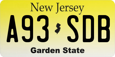 NJ license plate A93SDB