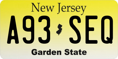 NJ license plate A93SEQ