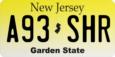 NJ license plate A93SHR