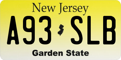 NJ license plate A93SLB