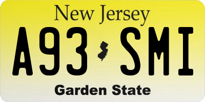 NJ license plate A93SMI