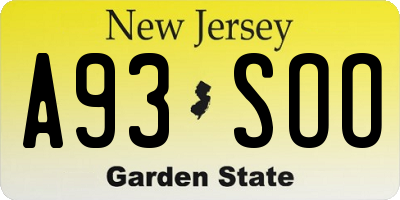 NJ license plate A93SOO