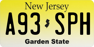NJ license plate A93SPH