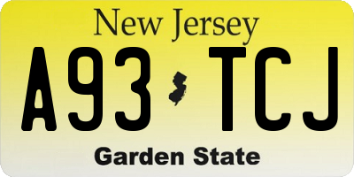 NJ license plate A93TCJ