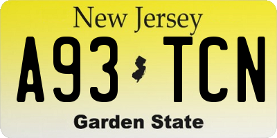 NJ license plate A93TCN