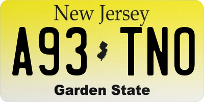 NJ license plate A93TNO