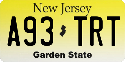 NJ license plate A93TRT
