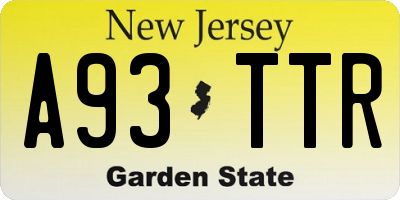 NJ license plate A93TTR