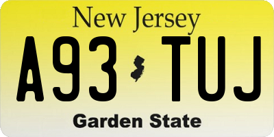NJ license plate A93TUJ