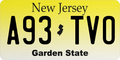 NJ license plate A93TVO