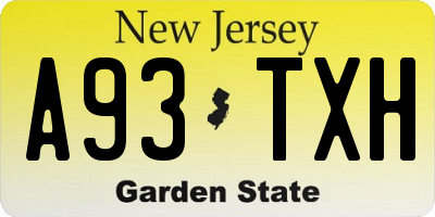 NJ license plate A93TXH