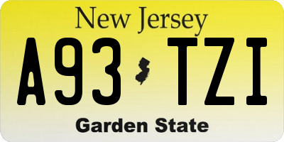 NJ license plate A93TZI