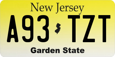 NJ license plate A93TZT