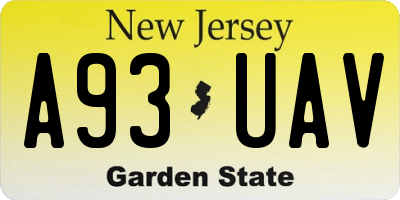 NJ license plate A93UAV