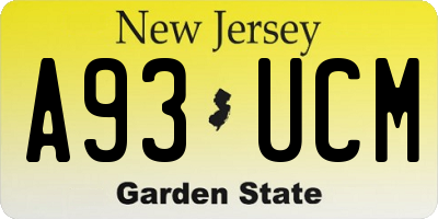 NJ license plate A93UCM