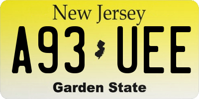 NJ license plate A93UEE