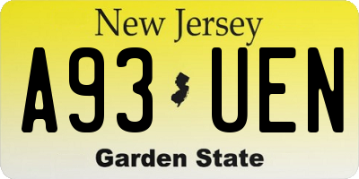 NJ license plate A93UEN