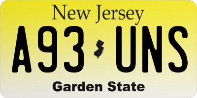 NJ license plate A93UNS