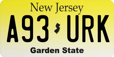 NJ license plate A93URK