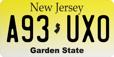 NJ license plate A93UXO