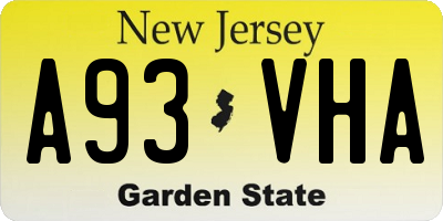 NJ license plate A93VHA
