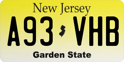 NJ license plate A93VHB