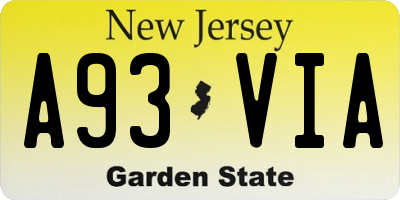 NJ license plate A93VIA