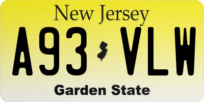 NJ license plate A93VLW