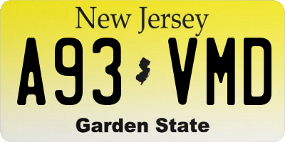 NJ license plate A93VMD