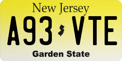 NJ license plate A93VTE