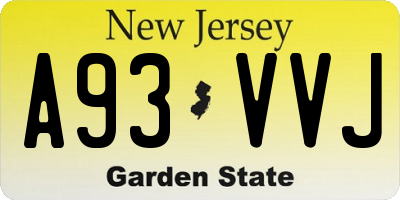 NJ license plate A93VVJ