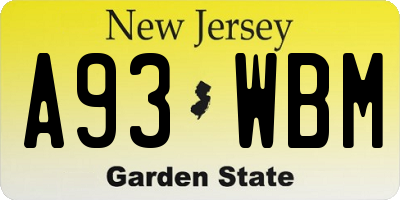 NJ license plate A93WBM