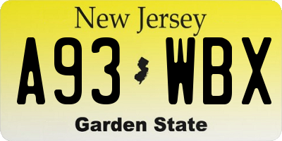 NJ license plate A93WBX