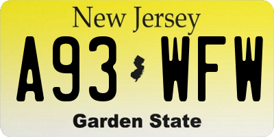 NJ license plate A93WFW