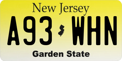 NJ license plate A93WHN