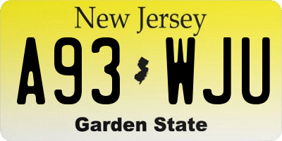 NJ license plate A93WJU