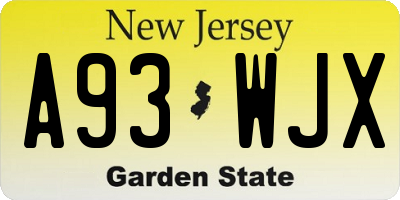 NJ license plate A93WJX