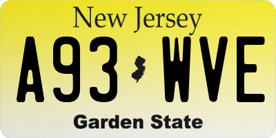 NJ license plate A93WVE