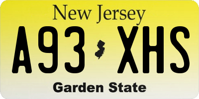 NJ license plate A93XHS
