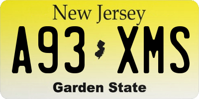 NJ license plate A93XMS